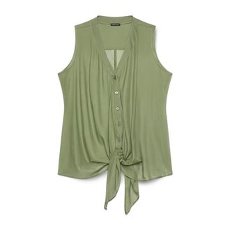 Fiorella Rubino Top de algod&oacute;n con nudo frontal - Tops - Mujer - Verde - 5XL