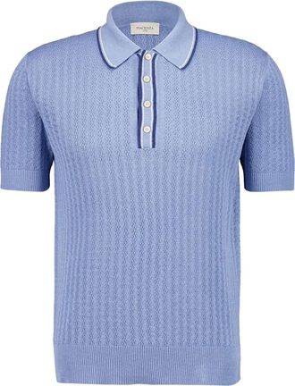 PIACENZA 1733 textured-knit polo shirt - men - Linen/Flax - 52 - Blue