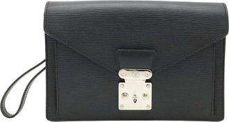 Louis Vuitton Black Epi Leather Pochette Dragonne Clutch (Authentic Pre-Loved)