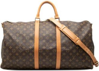 Louis Vuitton Pre-owned Keepall Bandouliere 55 - Dames - Vintage Weekendtas - Bruin - ONE Size - Leer - Vintage
