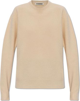 Jil Sander Wollen Trui - Dames - Ronde hals truien - Beige - S - Wol - Truien & Vesten