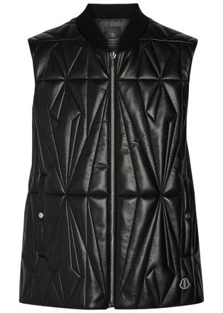 Rick Owens X Moncler Geocamo Padded Leather Flight Vest - Black - 4 (M)