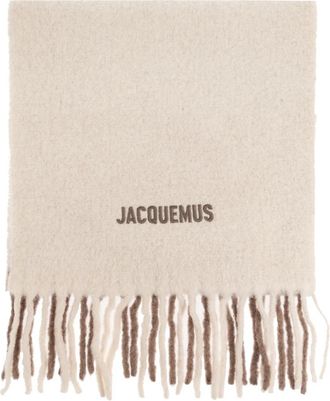 Jacquemus Logo Scarf - unisex - Wintersjaals - Beige - ONE Size - Wol - Accessoires