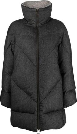 Eleventy Alpaca Casual Puffer Jas in Grijs - Dames - Parka Jassen - Grijs - L - Katoen - Jassen