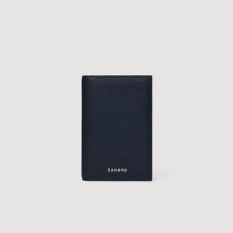Sandro Grained leather folding card holder