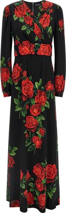 Dolce & Gabbana Red Silk Long Womens Dress