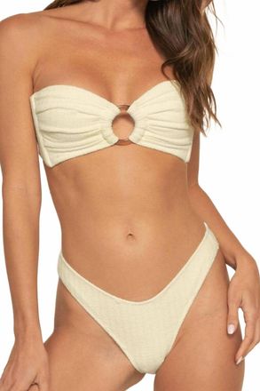 Montce Swim Womens Added Coverage Lulu Zig-Zag Stitch Bikini Bottom In Buttercream Rib