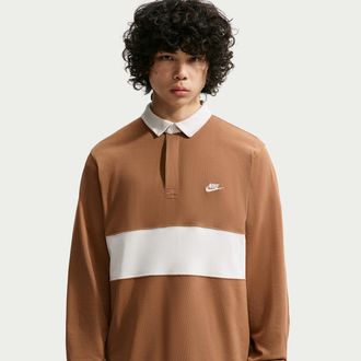 Nike Mens Club Long-Sleeve Rugby Top in Brown | IM5572-270