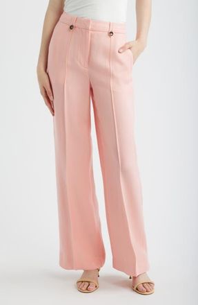 Reiss Magda Wide Leg Pleat Pants in Pink at Nordstrom, Size 12 Us