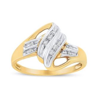 House of Brilliance 10K Yellow and White Gold 1/15 Cttw Diamond Bypass Ring at Nordstrom, Size 7