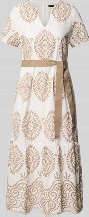 More & More More & More Midikleid mit Bindeg&uuml;rtel in Offwhite, Gr&ouml;&szlig;e 38
