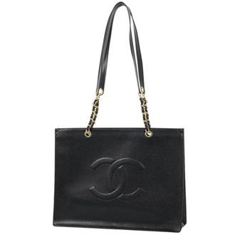 Chanel Black Grained Calfskin Tote Bag (Pre-Owned)