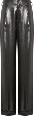 Polo Ralph Lauren Pantalones Met&aacute;licos Plisados de Tiro Alto - Trousers - Mujer - Negro - S
