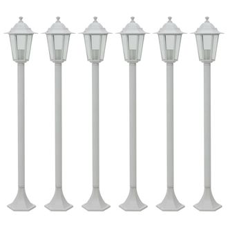 vidaXL Vidaxl - Lampioni Da Giardino 6 Pz E27 110 Cm In Alluminio Bianco