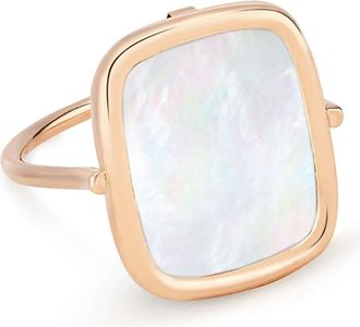 Ginette NY Bague Antique Nacre Blanche Or Rose