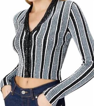 Missoni Buttoned Sequin Cardigan In Black/white