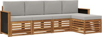 vidaXL Conjunto De Sof&aacute;s De Exterior 5 Uds. Natural Y Gris Claro Vidaxl