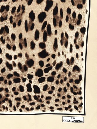Dolce & Gabbana Leopard-Print Silk Twill Scarf - Taupe
