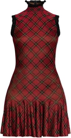 Alexander McQueen Alexander McQueen, Knitted Dresses, female, Red, Size: 2XS Tartan Jacquard Mini Dress