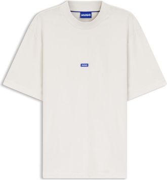 HUGO BOSS Cotton-jersey T-shirt with blue logo patch