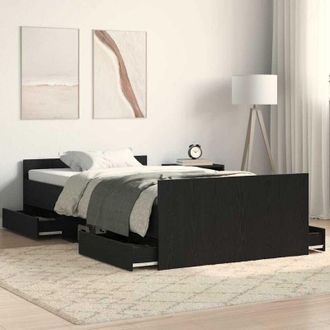 vidaXL Vidaxl - Bed Frame with Headboard Black oak 100 x 200 cm Engineered wood