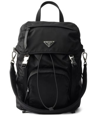 Prada zipper logo-detail backpack - Black