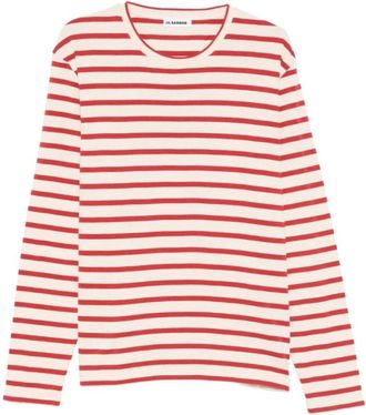 Jil Sander Gestreept shirt met lange mouwen - Heren - Longsleeves - Rood - M - Tops