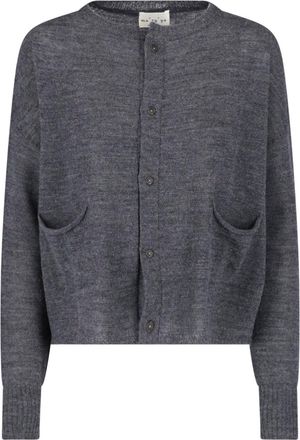 Maryya Virgin Wool Cardigan with Round Neckline and Button Closure