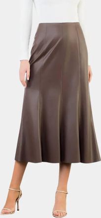 THML Clothing Vegan Leather Midi Skirt In Brown