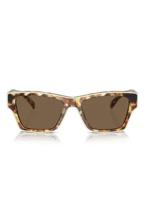 Tory Burch 53mm Rectangular Sunglasses in Dark Brown at Nordstrom