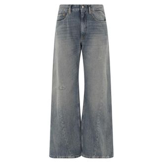 Maison Margiela Jeans, Dames, Blauw, W28, Katoen, Wide Leg Jeans