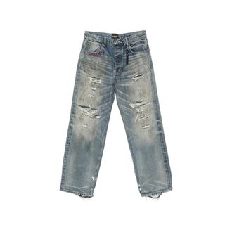 Dagger Distressed Wide-leg Jeans