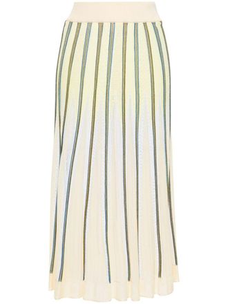 Forte_Forte striped pointelle-knit skirt - Green