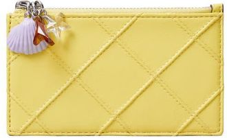 Tory Burch Fleming Charm Leather Zip Card Case in Yellow at Nordstrom