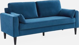 Sweeek Sof&aacute; De Terciopelo Con Patas De Madera De Hevea, 3 Plazas