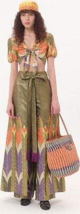 Valentino Pantaloni In Lurex Stampa Voyage Imaginaire Donna MULTICOLOR 36