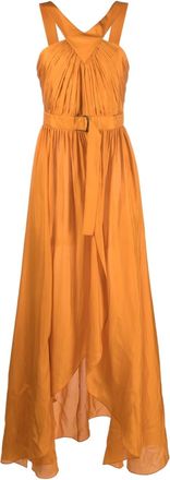 Alberta Ferretti long draped silk top - women - Silk - 44 - Orange