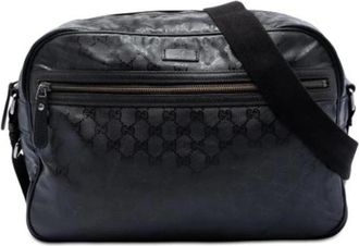 Gucci Pre-owned Canvas Crossbody Tas - Dames - Vintage Schoudertas - Zwart - ONE Size - Leer - Vintage