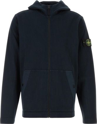 Stone Island Hooded Cardigan With Ribbed Texture And Button-Closure Pockets