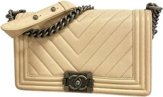 Chanel Pre-owned Vintage Schoudertas - Dames - Vintage Schoudertas - Beige - ONE Size - Leer - Vintage
