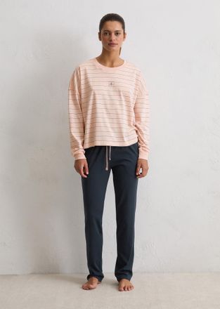 Marc O'Polo Pyjama MARC OPOLO Mix N Match Cotton, Damen, Gr. XL, rosa (rose), Jersey, Obermaterial: 100% Baumwolle, bequem lang, Rundhals, Homewear-Sets Pyjama