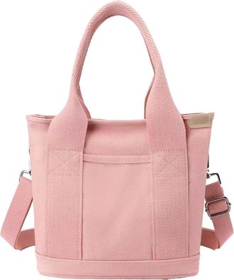 Generic Small Tote Bag with Zipper, Canvas Multi-Pocket Crossbody Bag Shoulder Bag Satchel Hobo Bag Messenger Bag 2025 (Pink,Large)