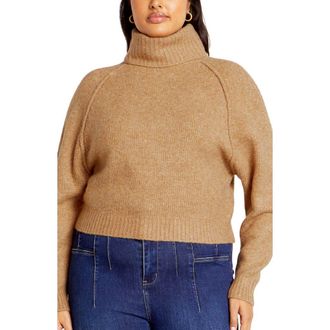 City Chic Demi Turtleneck Sweater in Sand at Nordstrom, Size Xxs