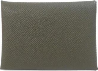 Herm&egrave;s Gray Epsom Leather Coin Purse/Coin Case (Pre-Owned)