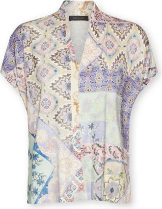Elena Miro Viscose T-shirt met print - Dames - Blouses - Paars - XL - Overhemden