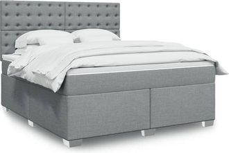vidaXL Vidaxl - Cama Box Spring Con Colch&oacute;n Tela Gris Claro 180x200 Cm