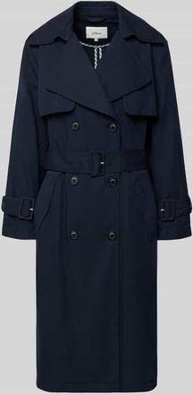 s.Oliver Red Label Regular Fit Trenchcoat aus Baumwoll-Lyocell-Mix in Marine, Gr&ouml;&szlig;e 32