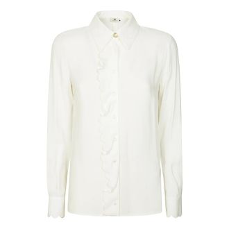 Elisabetta Franchi Overhemden, Dames, Wit, M, Zijden Overhemd