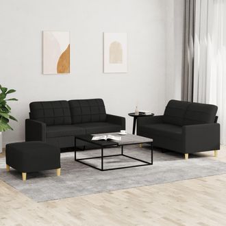 vidaXL Vidaxl - Juego De Sof&aacute;s Con Cojines 3 Piezas Tela Negro