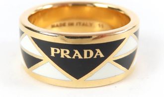 Prada Gold Black White Band Ring (Pre-Owned)